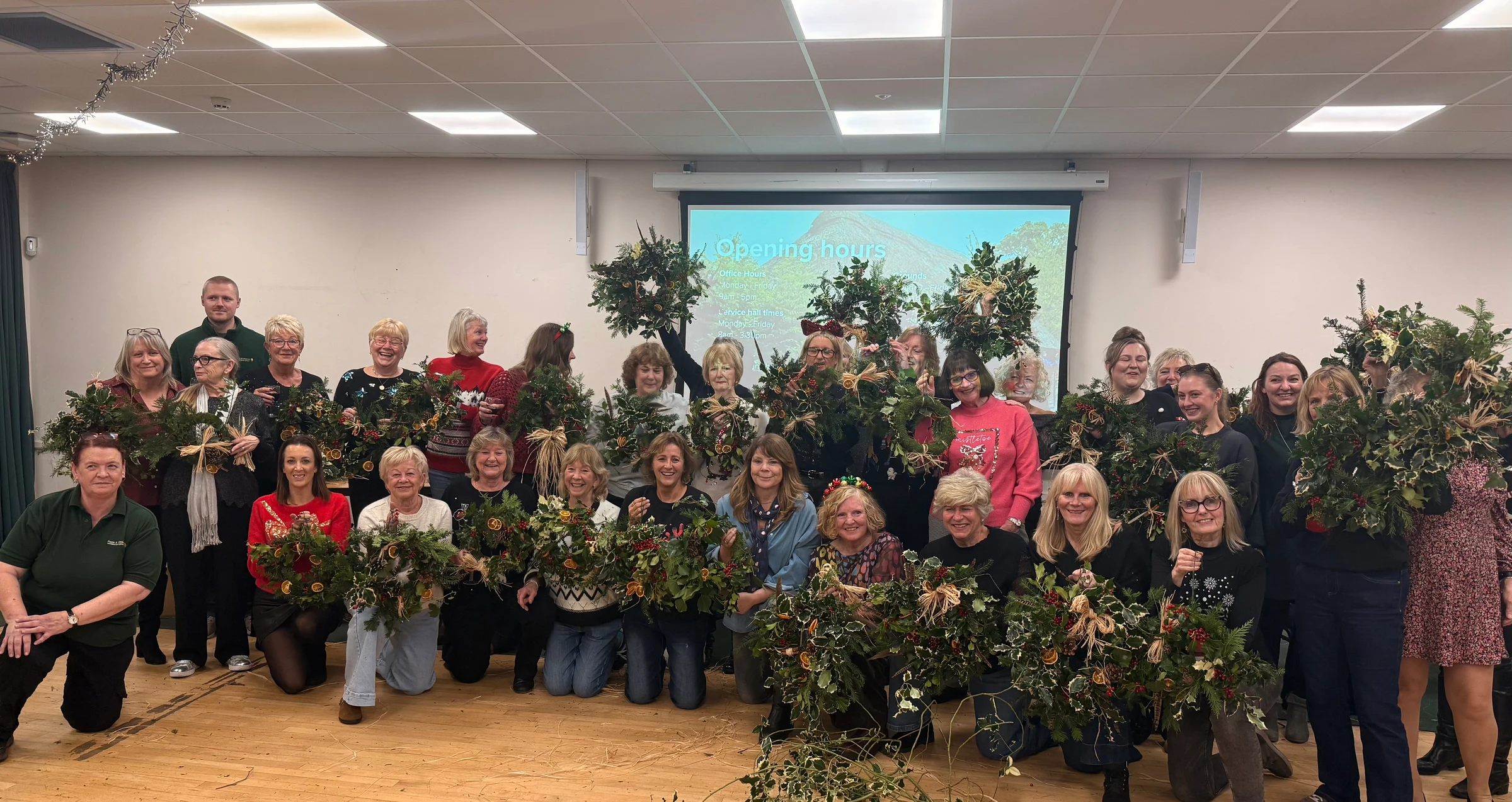 Enjoying wreath making at the Allendale Community Centre