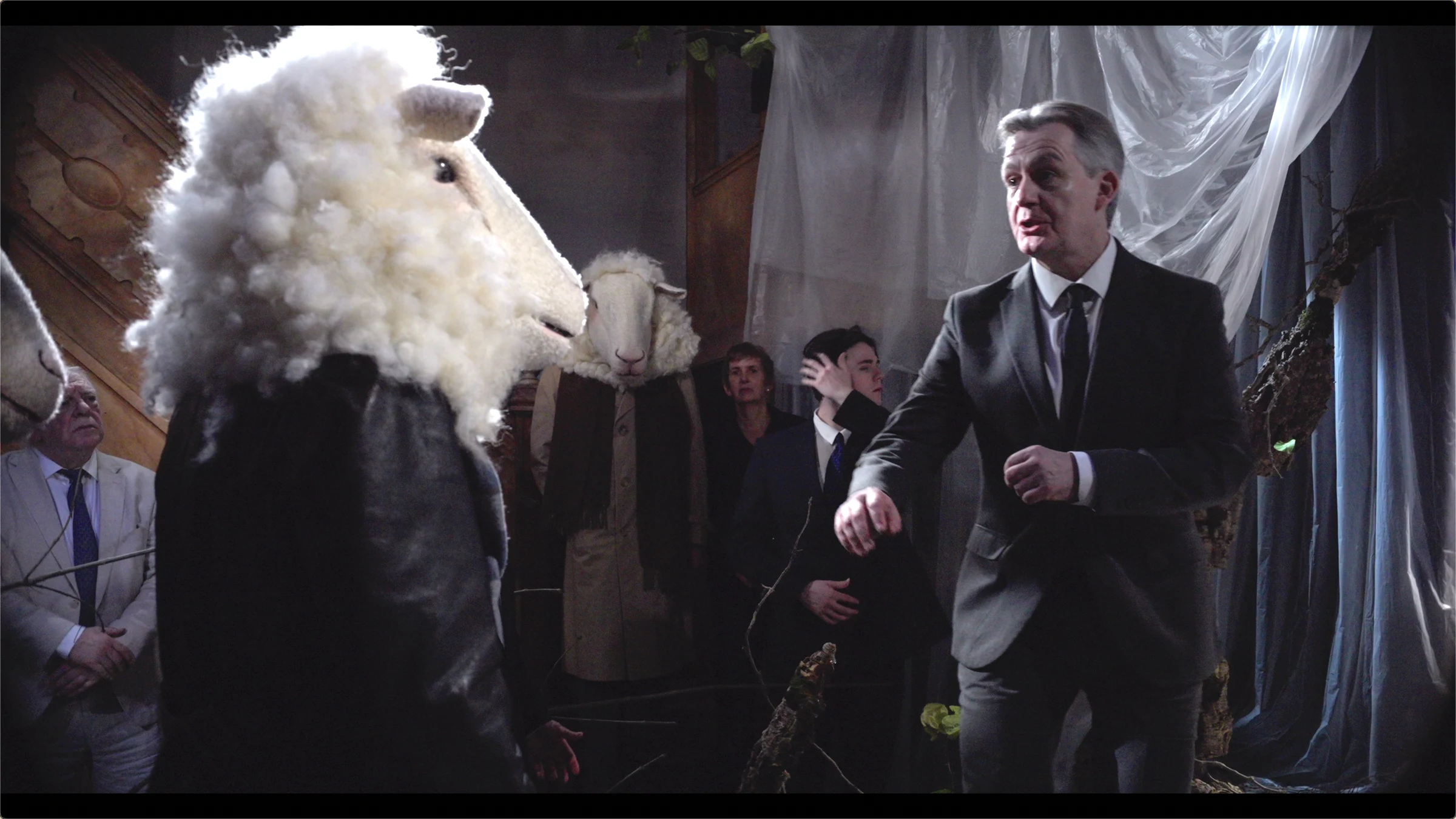 Alan Cox as The Devil and the Media flock of Sheep