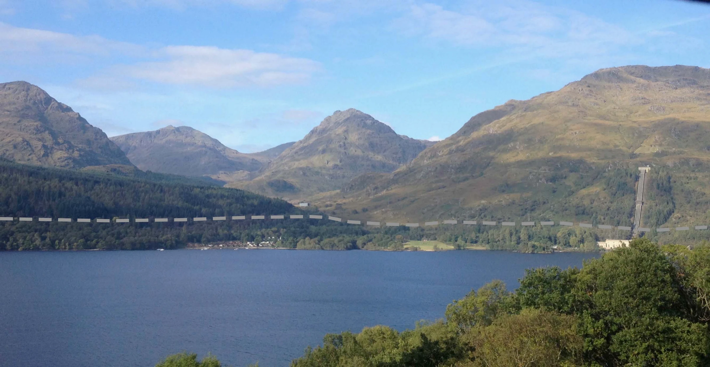 High Road proposal (broken line) at Inveruglas