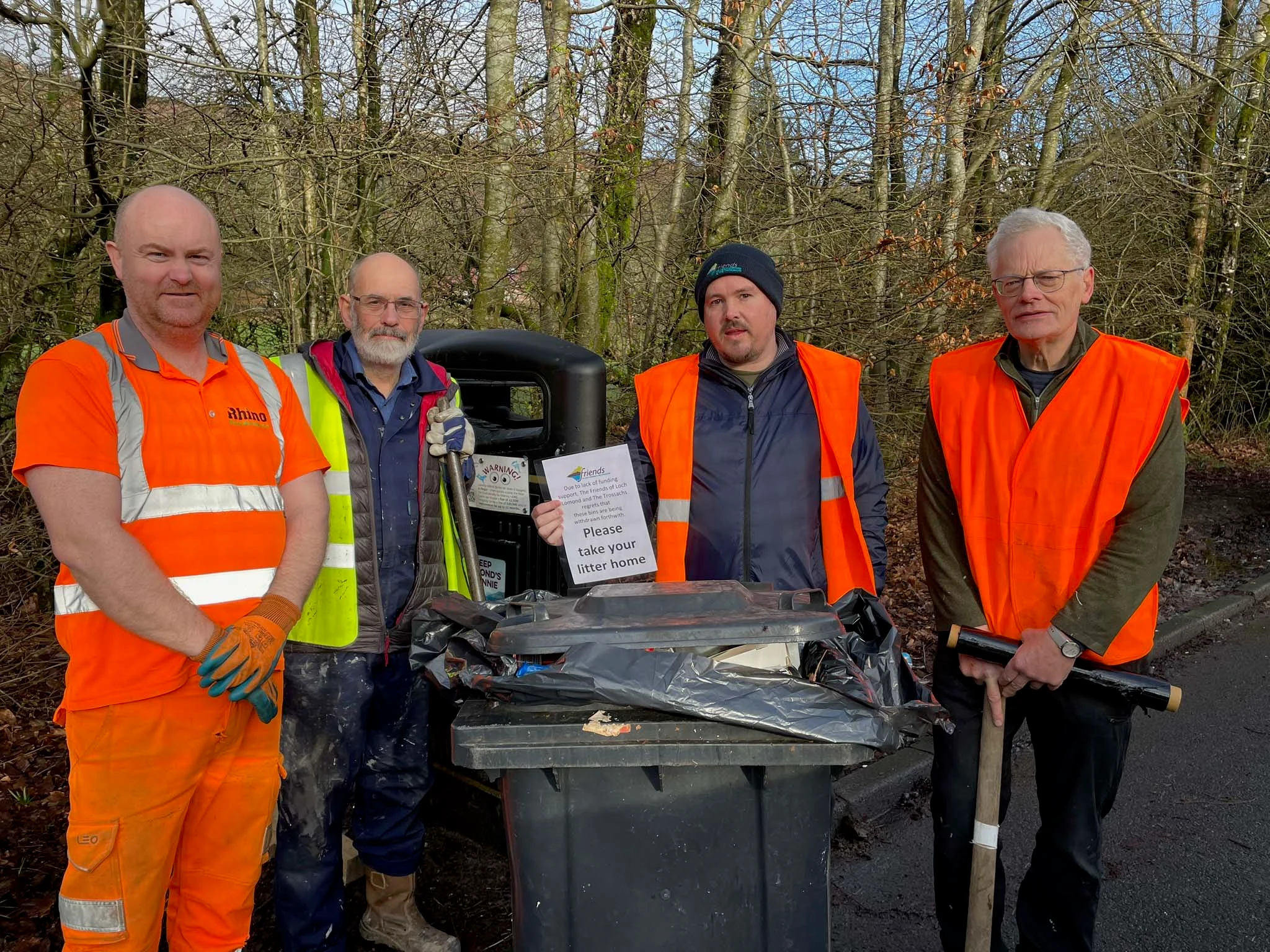 Left to right the people are: James Sweeney (ENVA sub contractor), John Urquhart(Chair Friends of Loch Lomond & The Trossachs - FOLLAT), Lloyd Wei