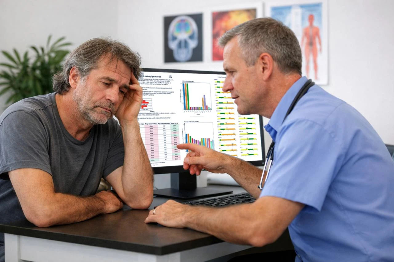 Covid Antibody Spectrum Test results on screen