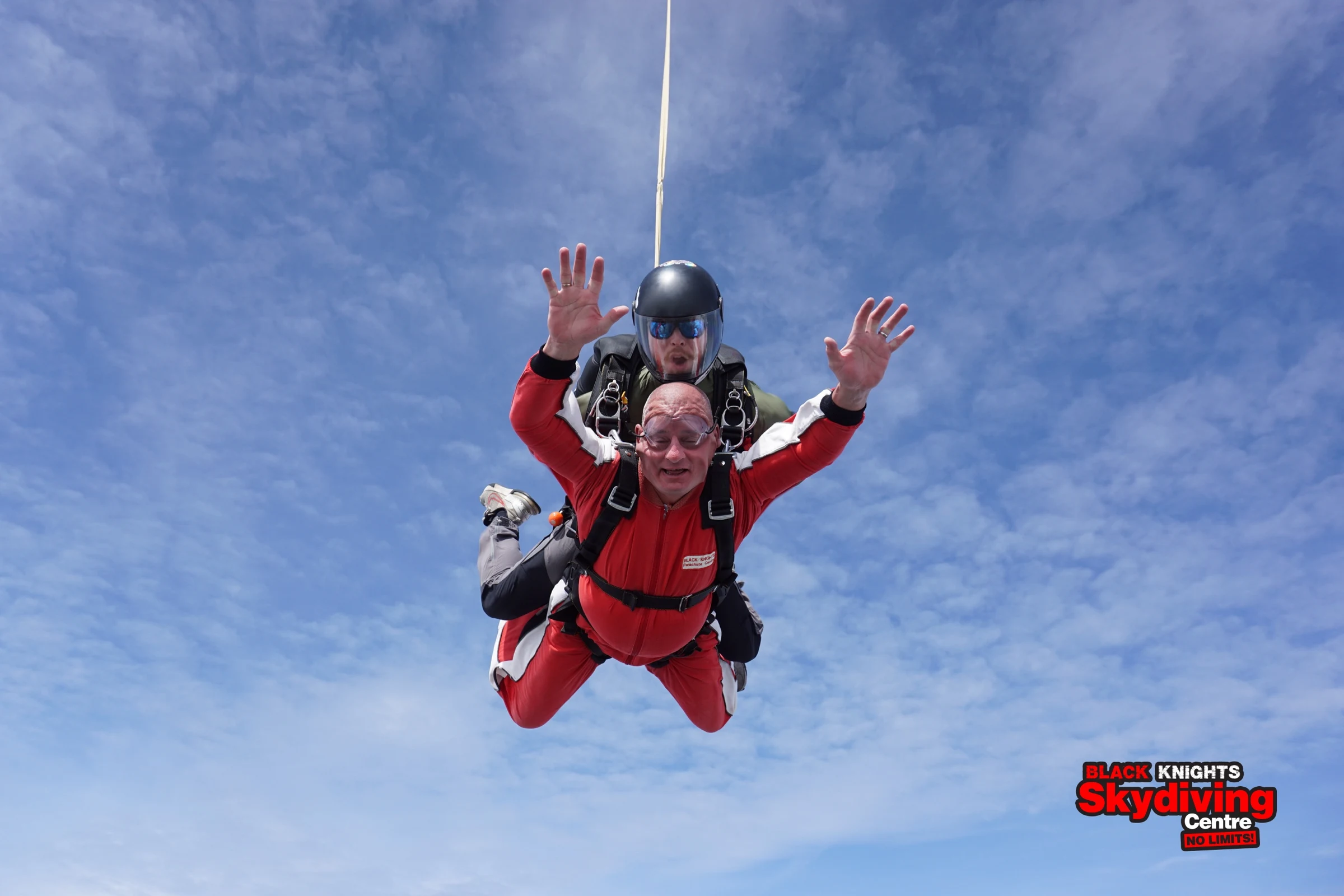 Martin Devlin overcame his fear of heights to freefall for 60 seconds over 15,000 feet. Image: Black Knights Skydiving