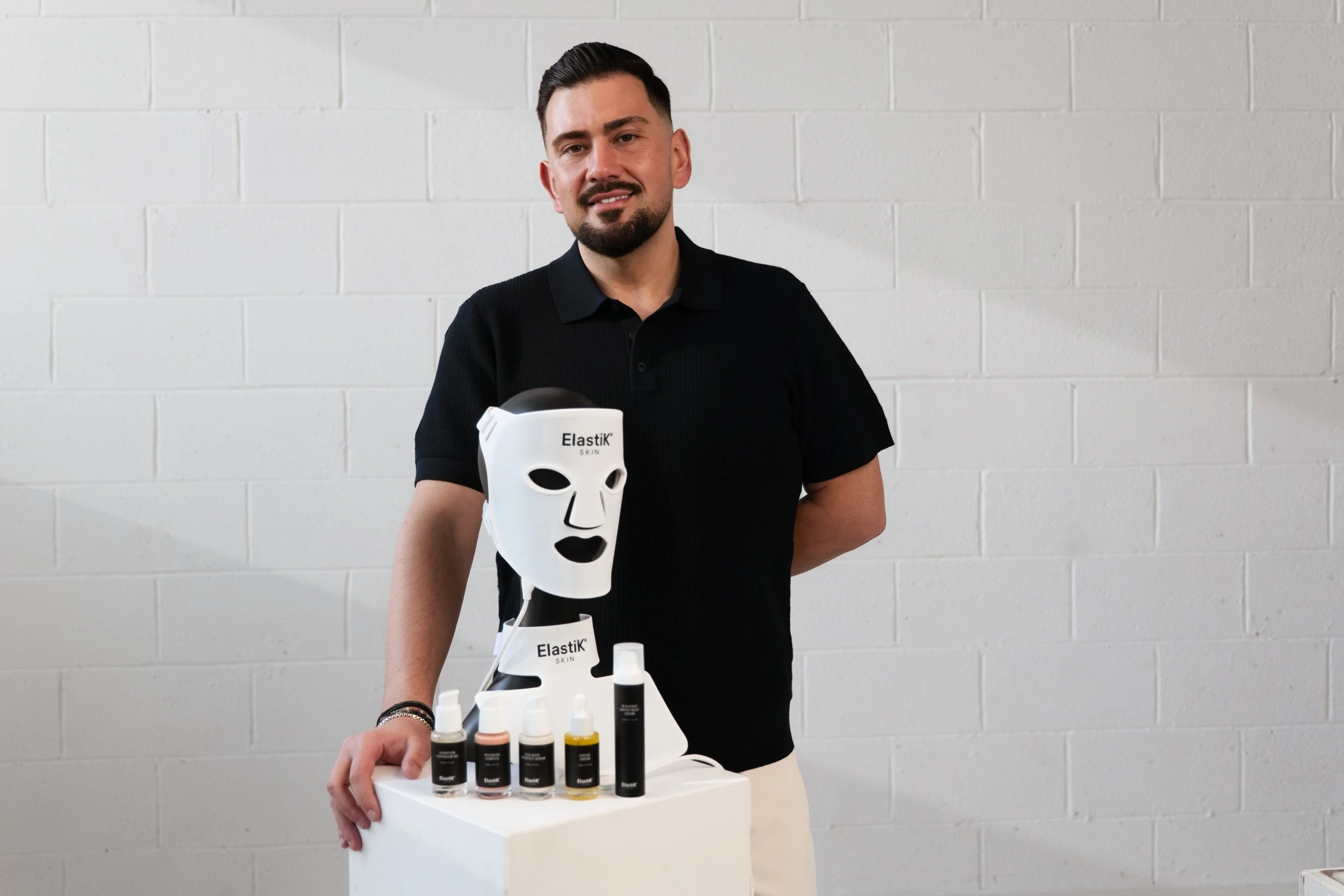 Marc McKee, founder of ElastiK° Skin with all products