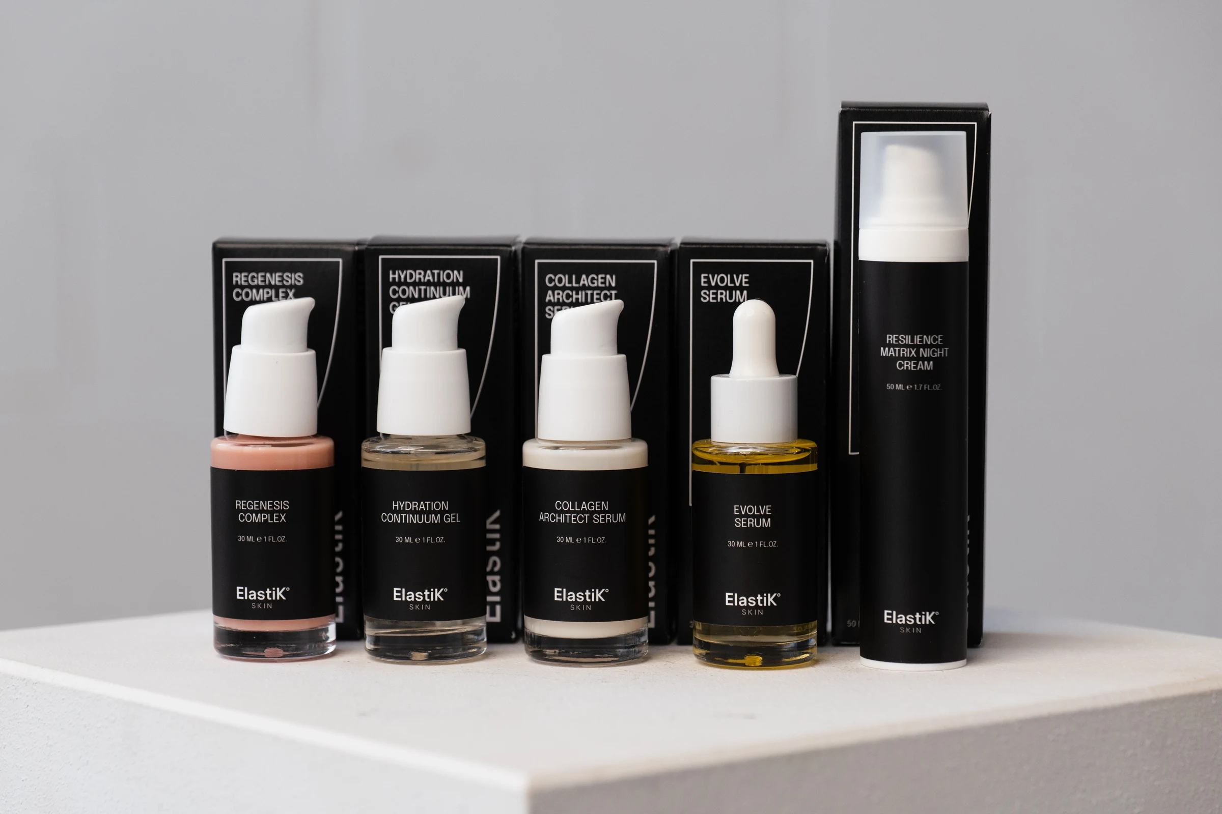 The ElastiK° Skin topical skincare range.