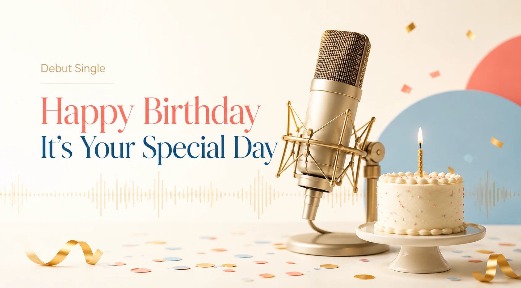 A minimalist promotional image for Temi & The Crew’s debut single “Happy Birthday It’s Your Special Day,”