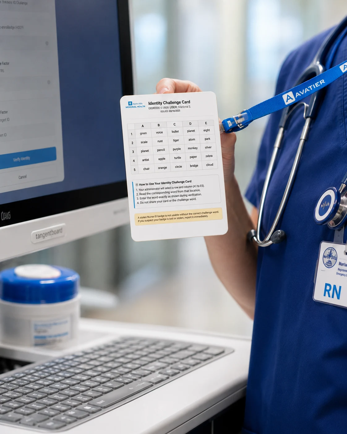 Nurse Using Identity Challenge Card
