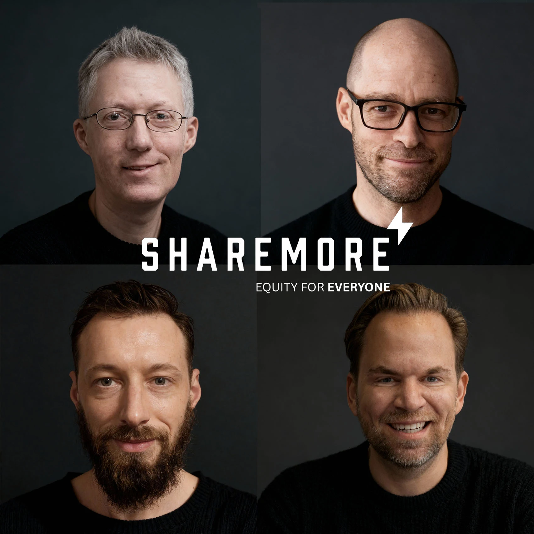 ShareMore team, (left top: Nick Beal, right top: Rick Boomgaardt, left bottom: Alex Griffiths, right bottom: Wouter Wytenburg)