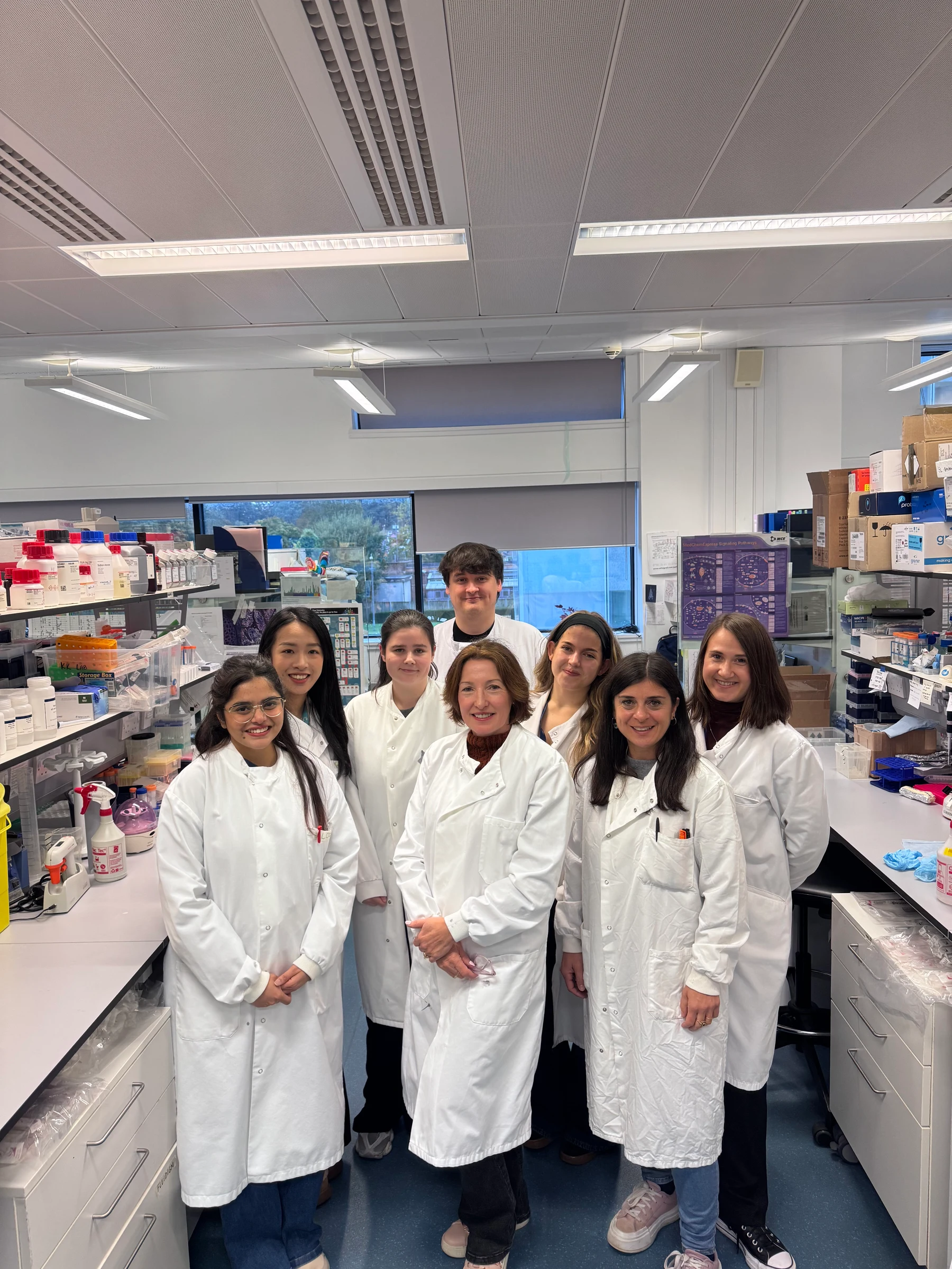 Dr Karen Keeshan (centre) and her lab team