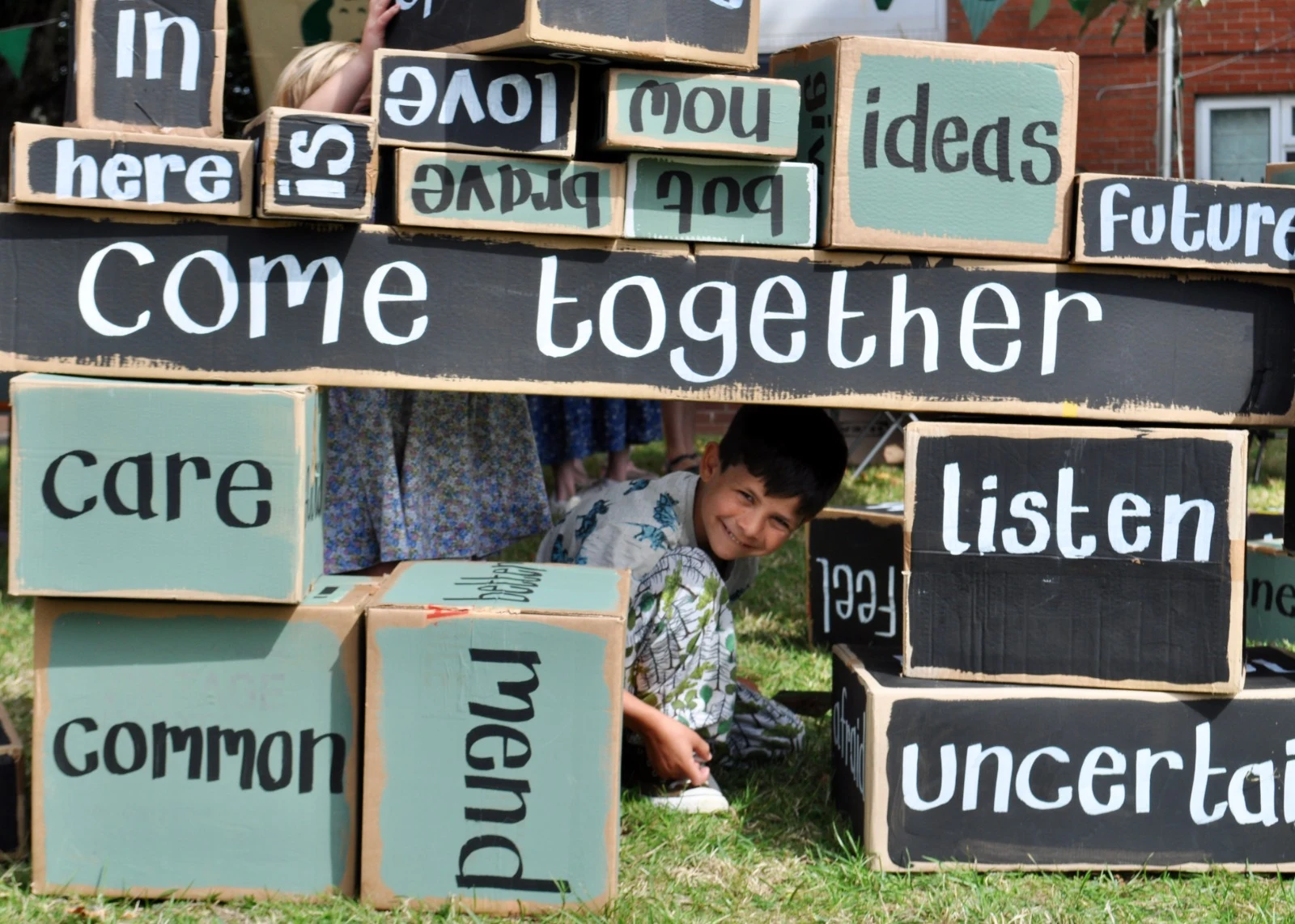 Poetry boxes at a Railway Gardens activity on the theme of community and sharing
