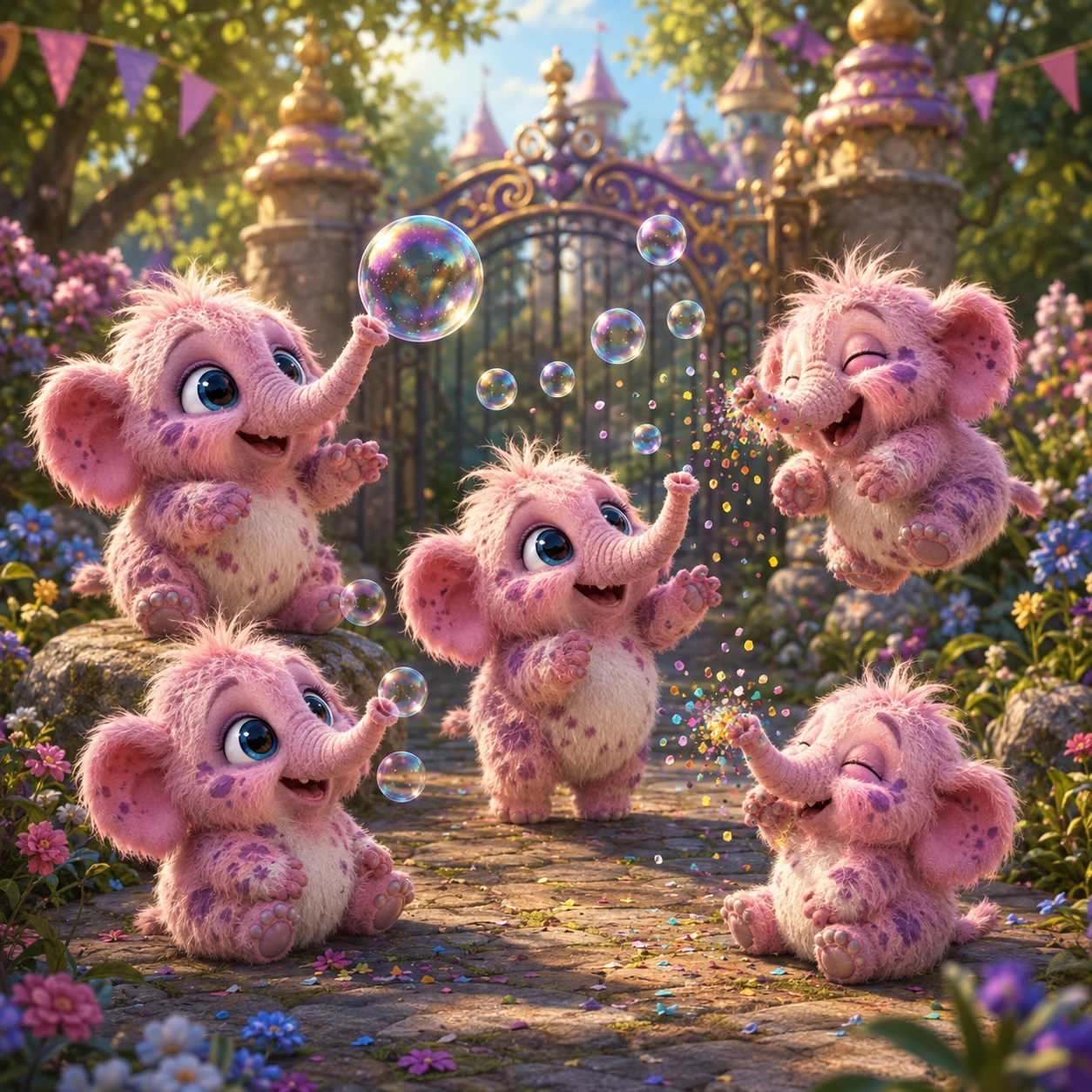 Gigglephants from The Mythical Land Zoo - tiny mythical creatures who sneeze confetti when they giggle.
