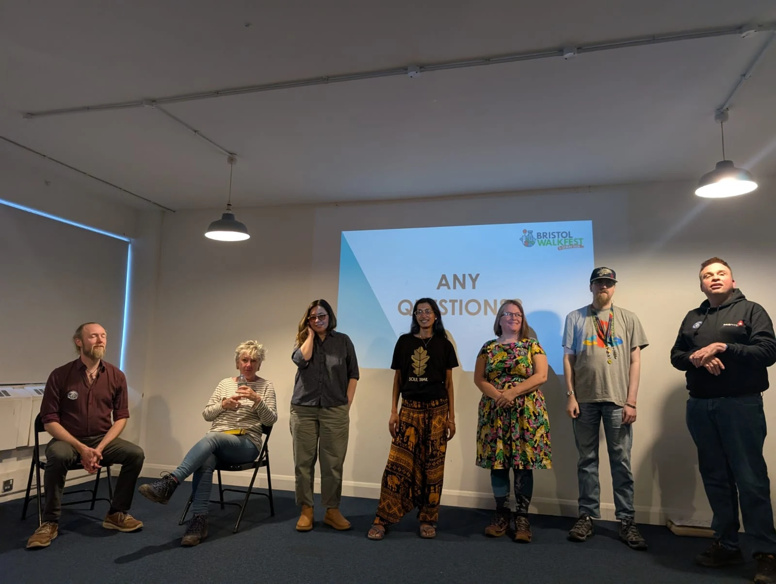 Speakers at the Bristol Walk Fest launch night, speaking on inclusion & accessibility when walking in the city