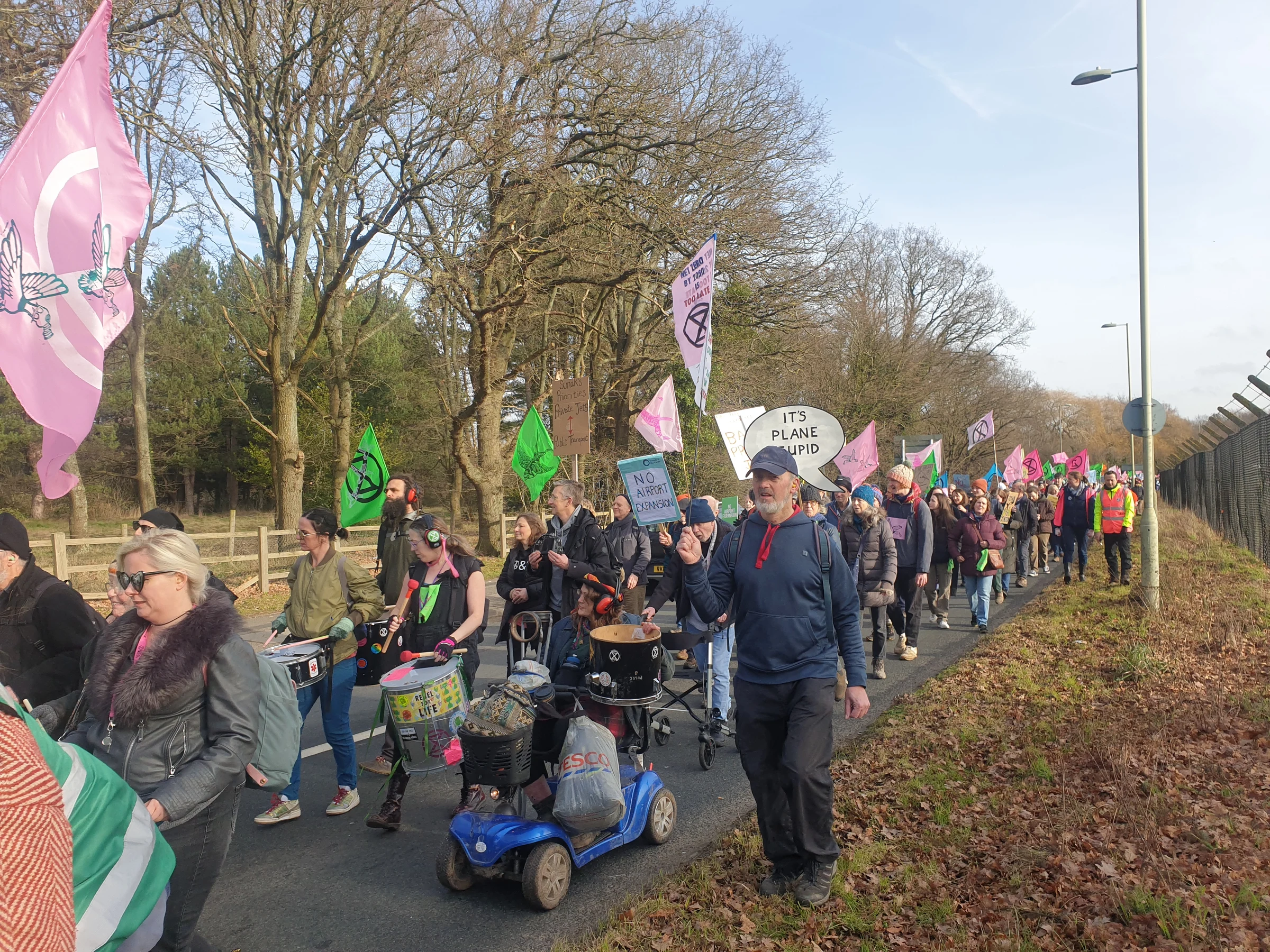 Protesters outside Farnborough Airport