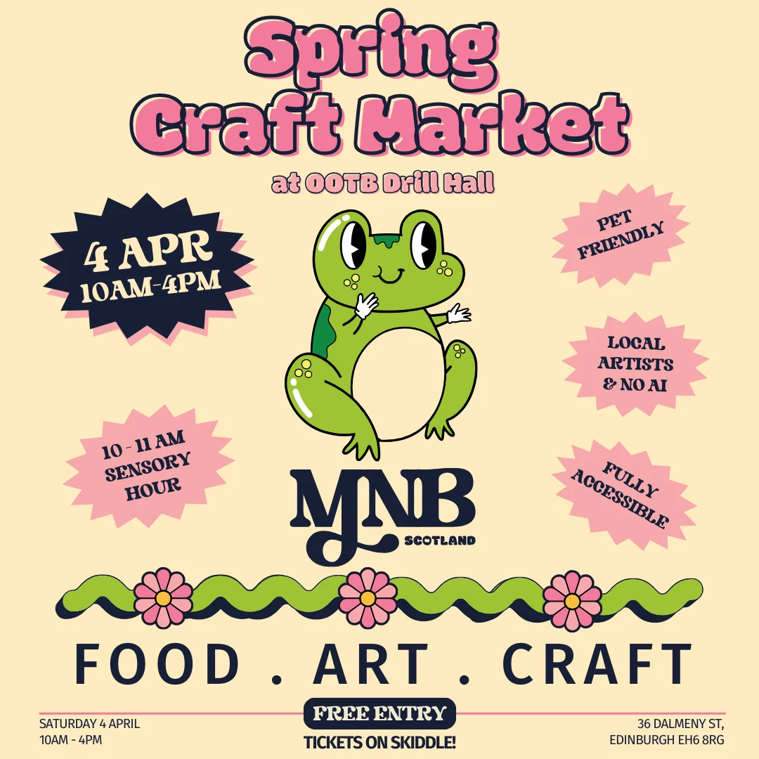 MNB Spring Craft Market returns on 4 April 2026 at OOTB Drill Hall Edinburgh
