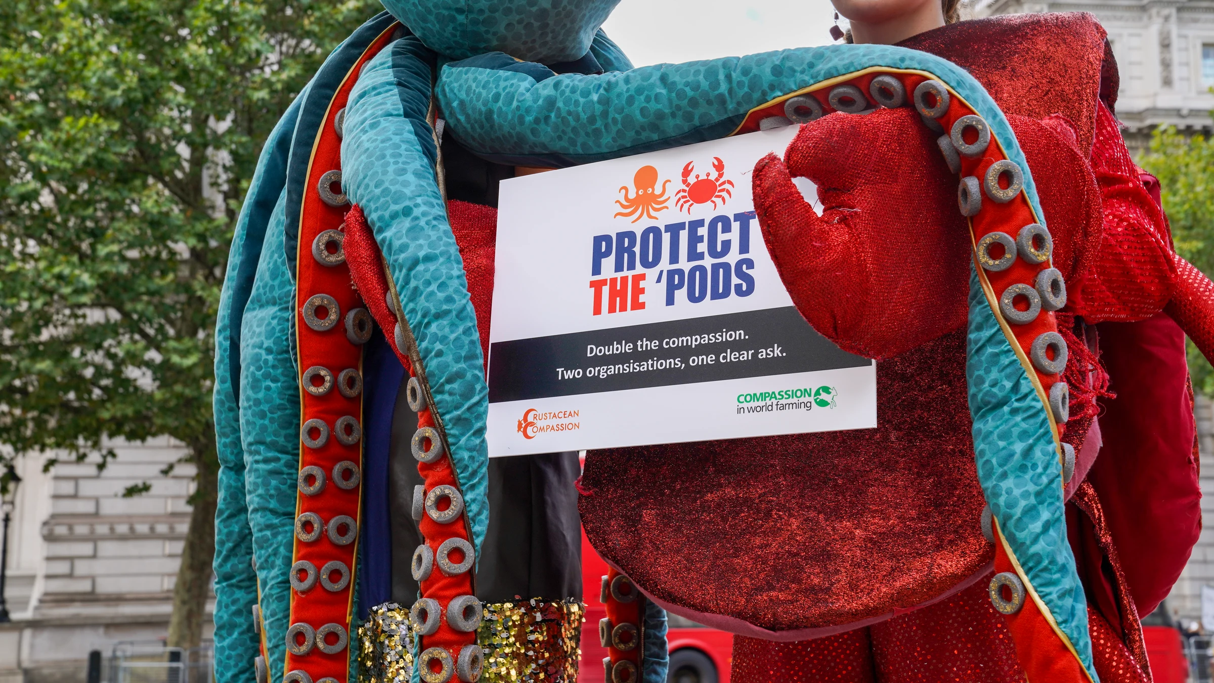 Giant lobster and octopus descend on Westminster as charities call on government to 'get its acts together' for sentient animals