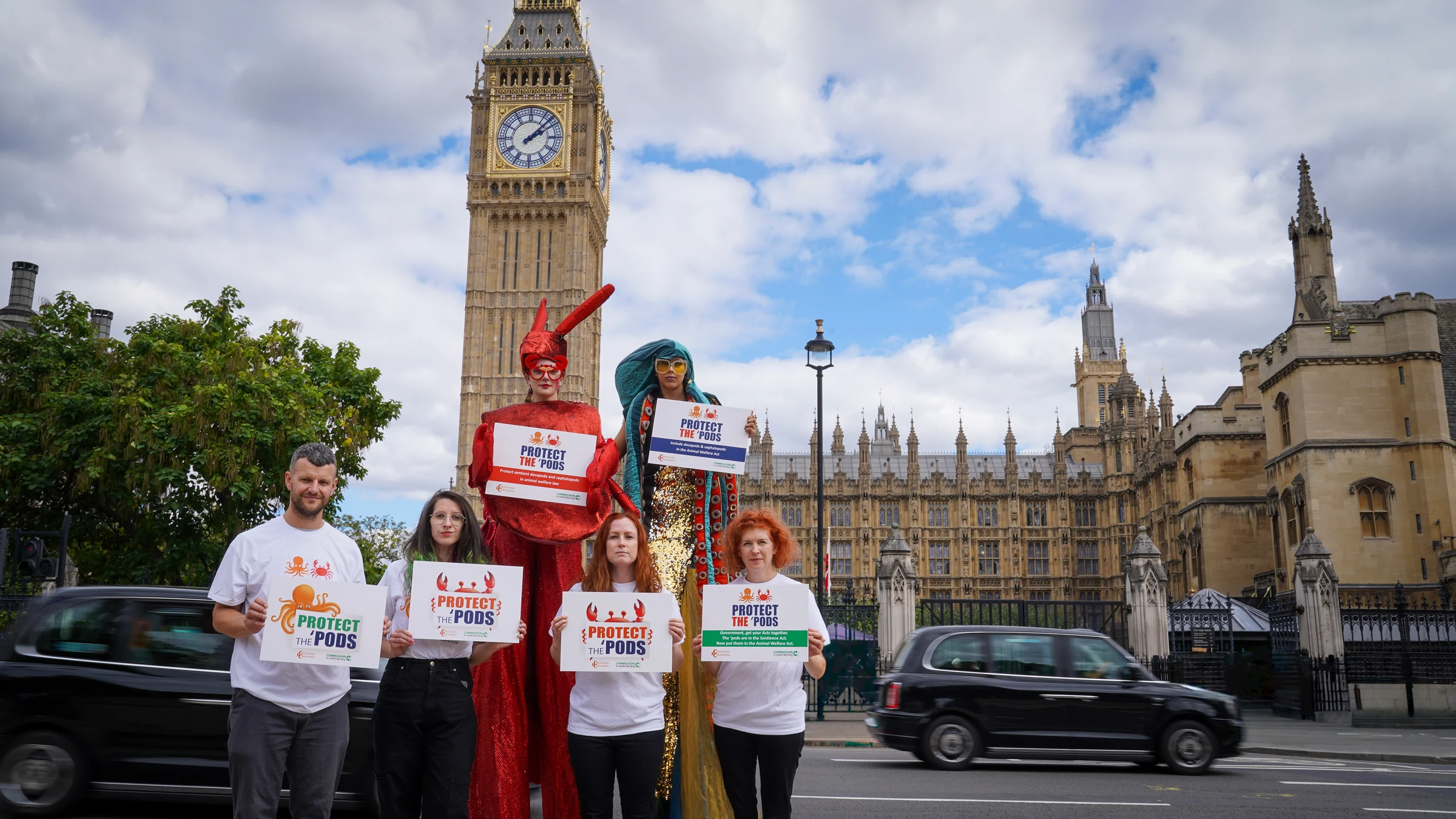 Giant lobster and octopus descend on Westminster as charities call on government to 'get its acts together' for sentient animals