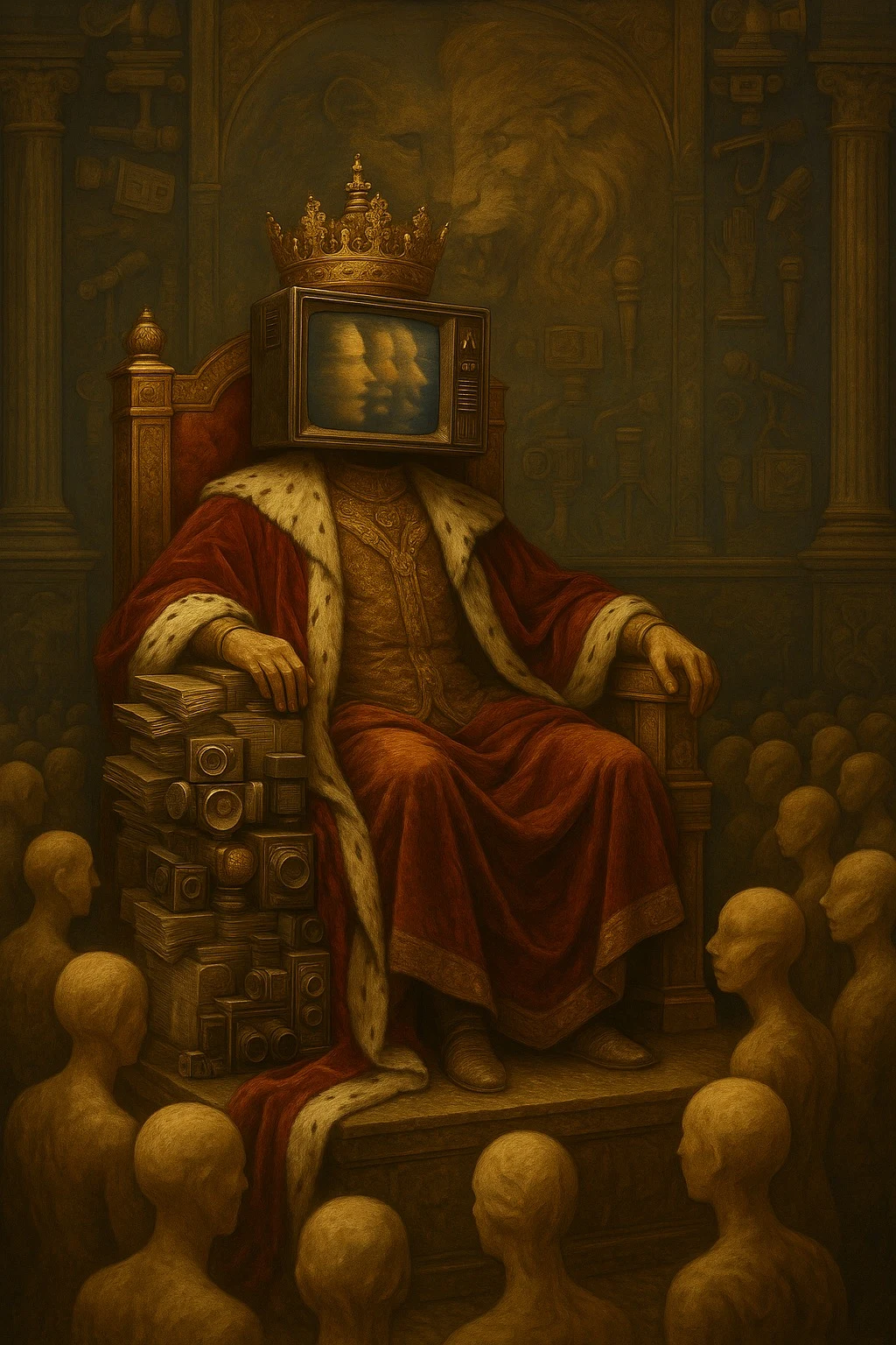 Artwork from Mr Phantom’s latest collection, released through London Art Exchange, reflecting themes of power, media influence and controlled percepti