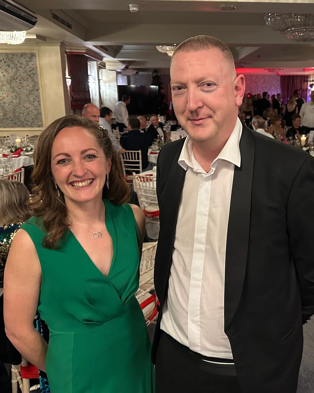 Chilterns Neuro Centre Deputy CEO, Stella Kubale and Managing Director of Dux Advisory, Shaun Brownsmith at the Ruby Ball