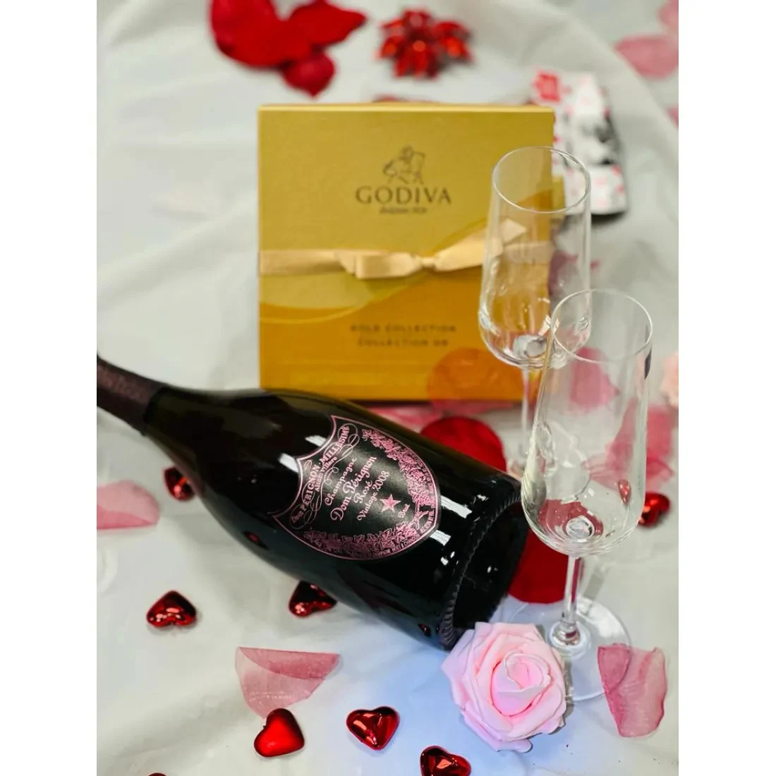 dom perignon champagne and tiffany flute set
