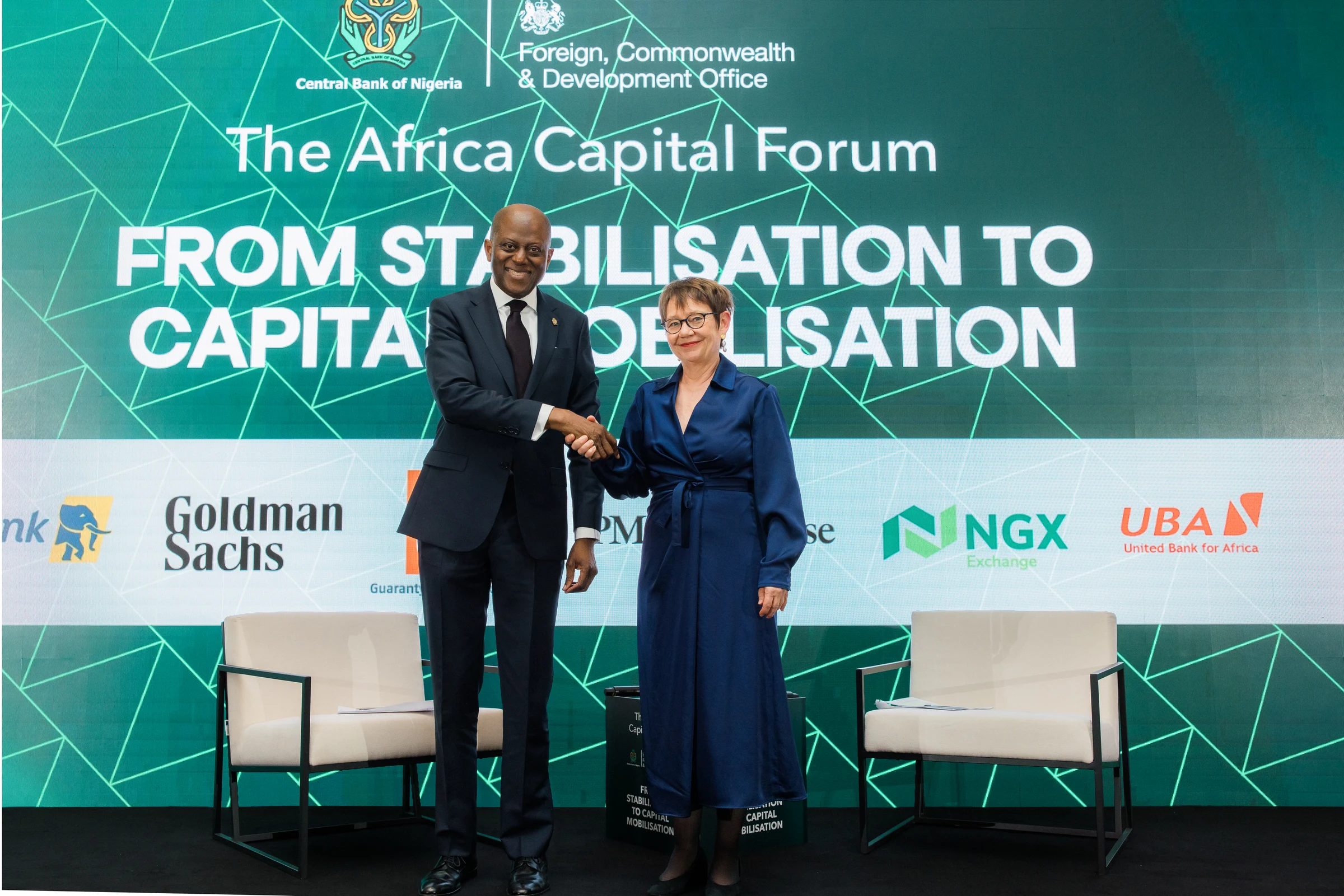Dr. Olayemi Cardoso, Governor of the Central Bank of Nigeria, with Odile Renaud-Basso, President of the EBRD, at The Africa Capital Forum