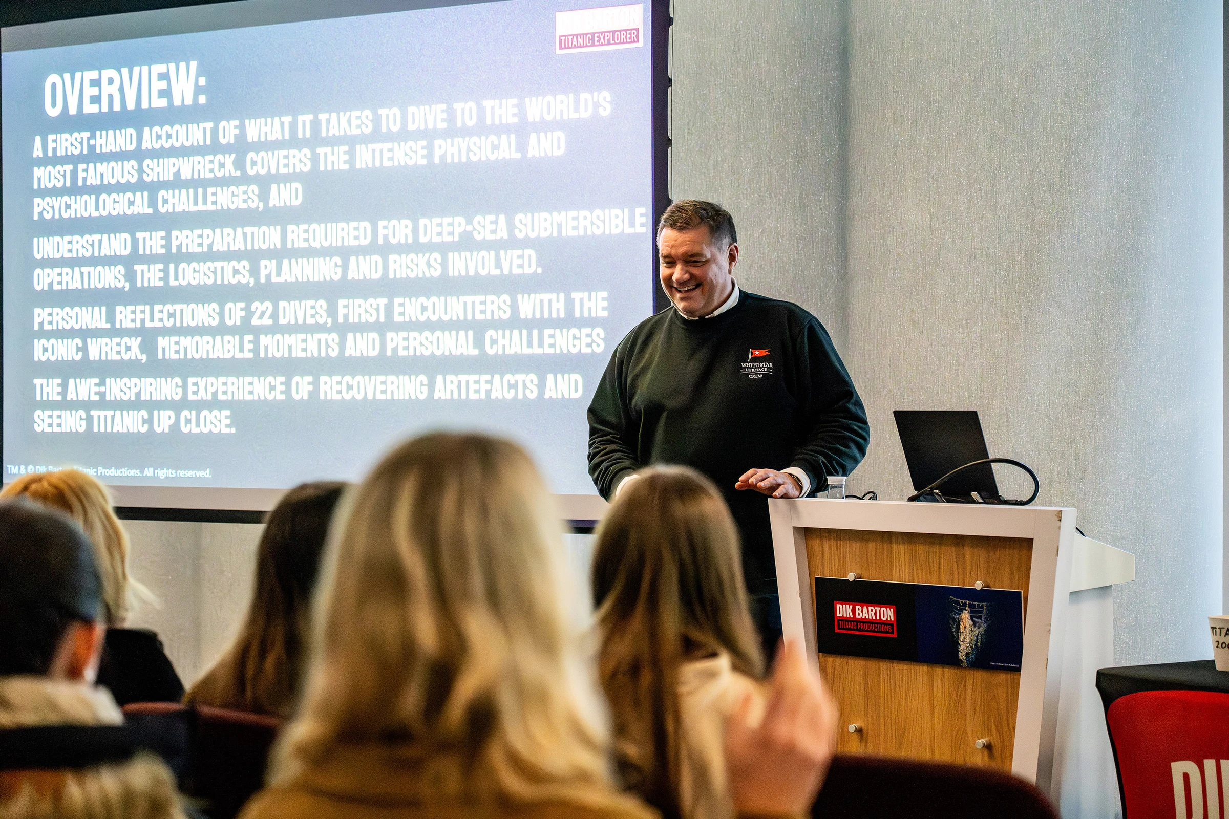 Dik Barton mid-presentation