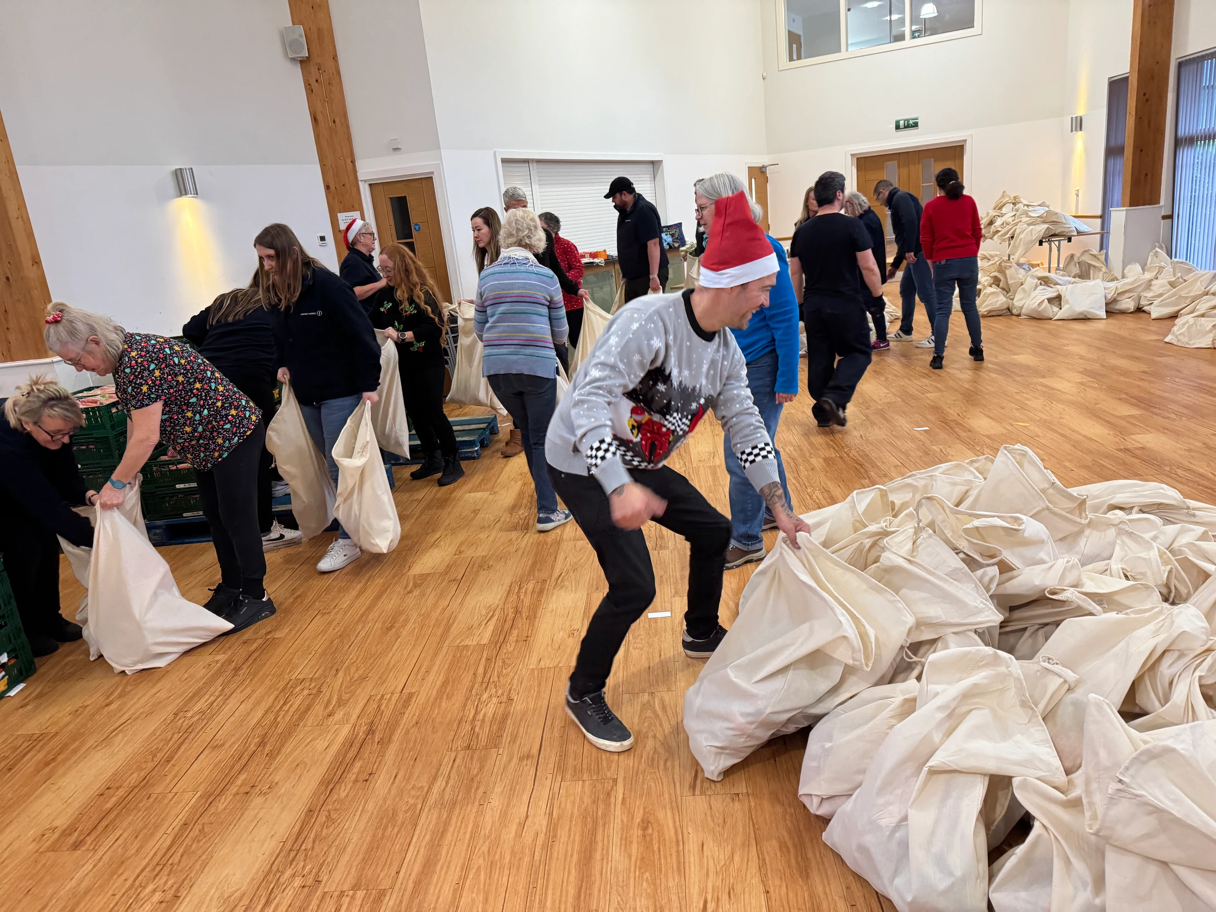Volunteers packing
