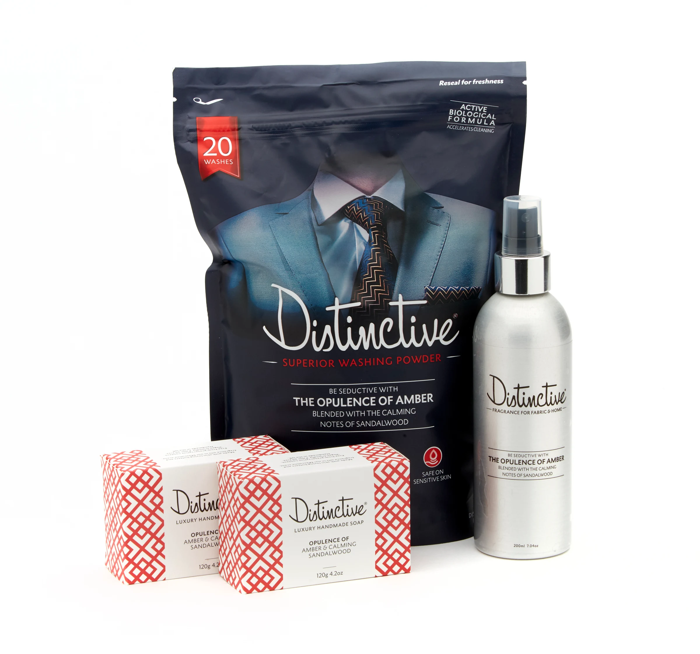 Opulence of Amber Washing powder, fabric and room spray and soaps