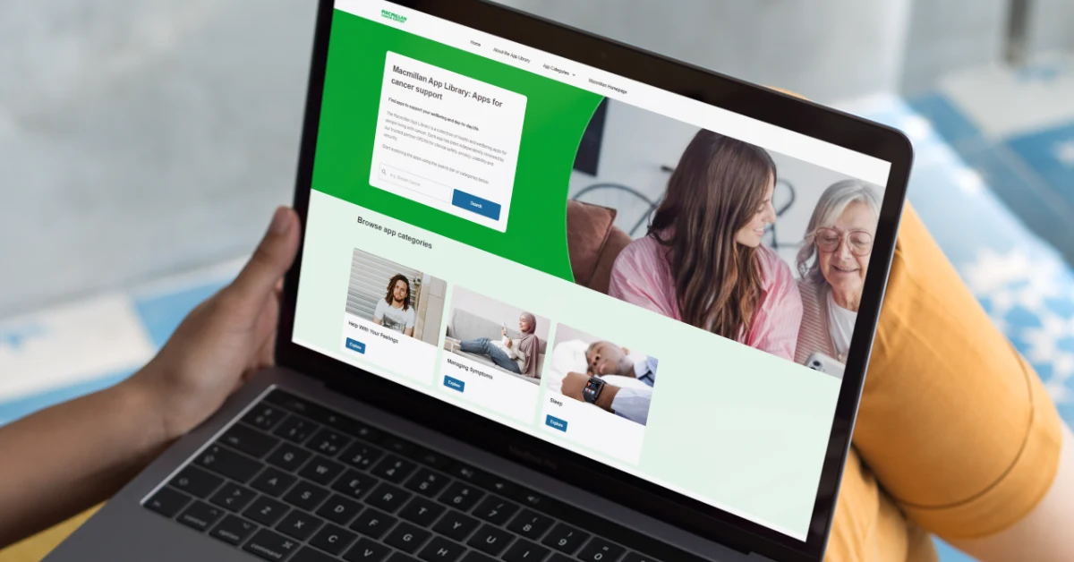 A person using the Macmillan App Library 1