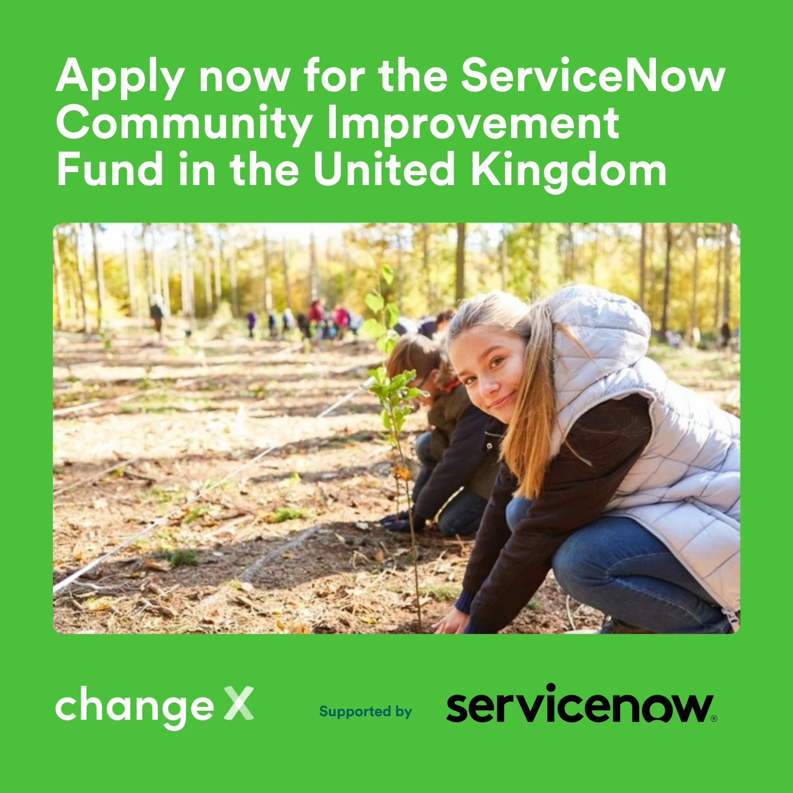 ChangeX and ServiceNow continue empowering communities in the UK to take local action on climate challenges with a new call for applications for the ServiceNow Community Improvement Fund