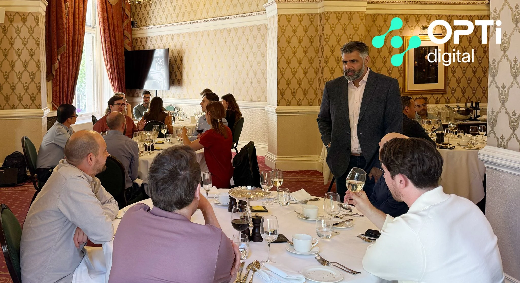 Publisher revenue leaders networking during the Opti Day London lunch reception