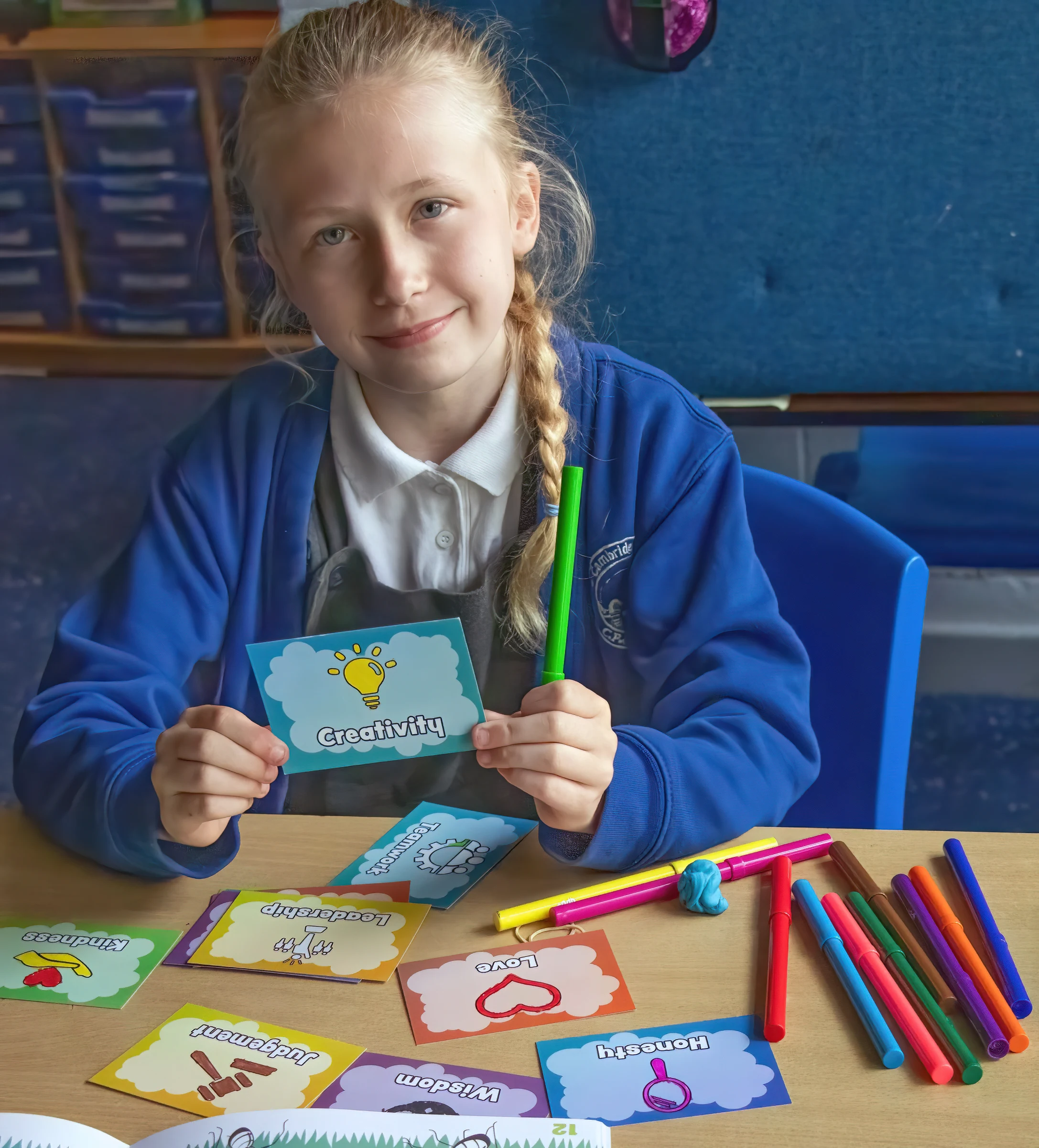 A pupil at Cambridge Road Primary in Ellemere Port identifies her character strengths