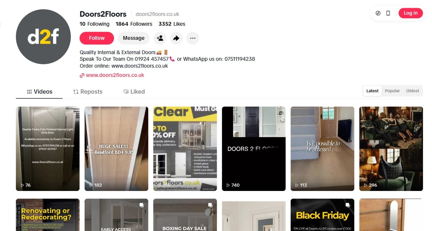 Leeds based Doors 2 Floors Launches Official TikTok Channel to Connect with a New Generation of Homeowners and Design Enthusiasts