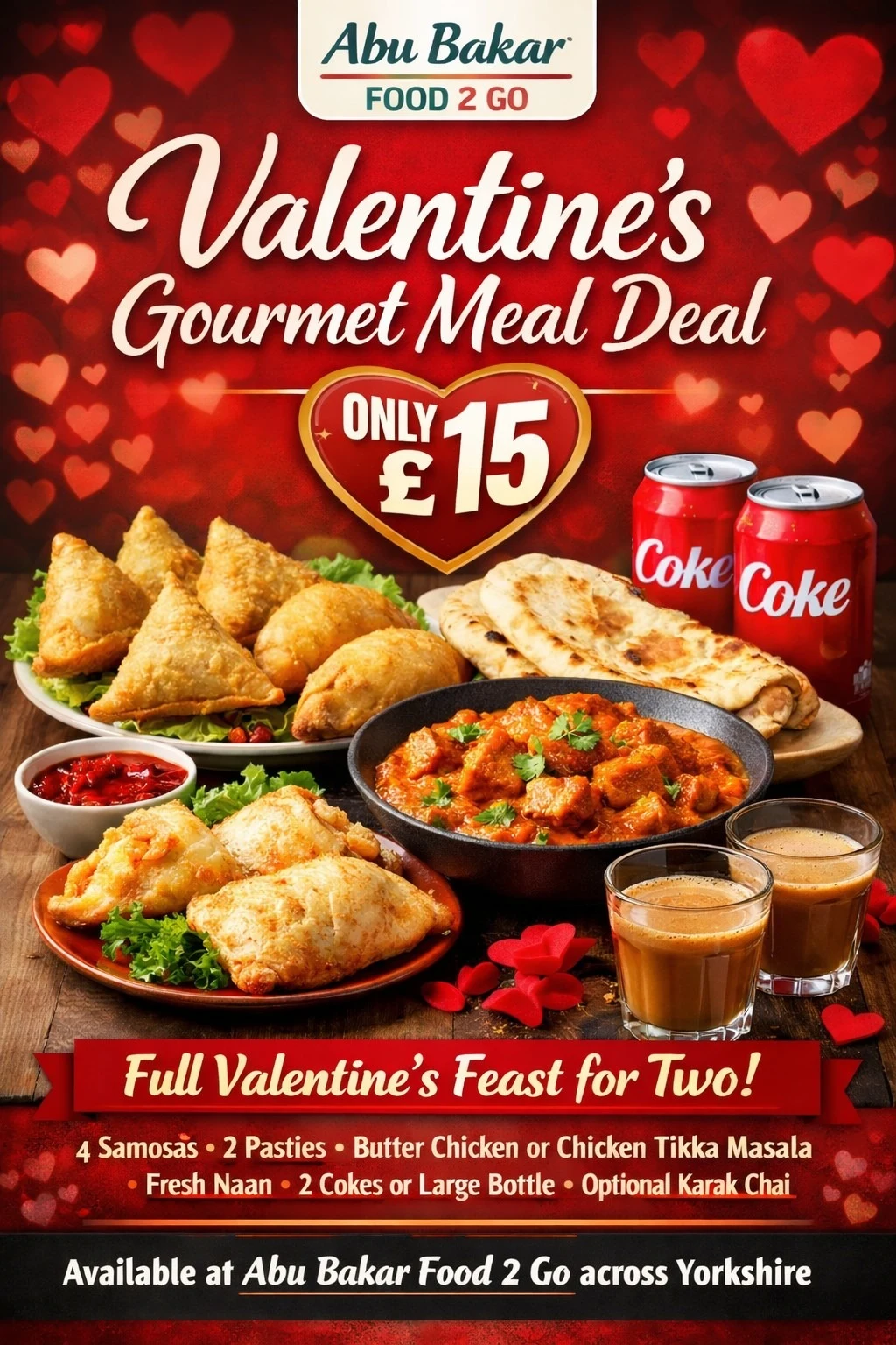 Abu Bakr Food 2 Go Launches £15 Valentine’s Couples Meals Across Yorkshire