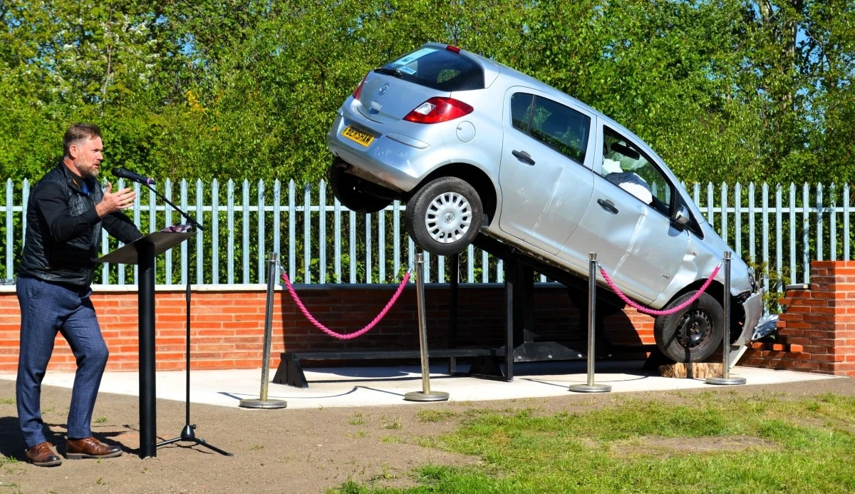 Wrexham crash sculpture unveiled to drive home road safety message